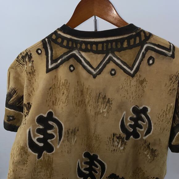 VTG Rare Sun Tees Adinkra Patern Beige Men’s 2XL T-Shirt - Picture 7 of 10